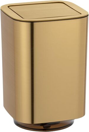 Сміттєвий кошик для ванної кімнати WENKO Auron Gold, 5.5 л, пластиковий з відкидною кришкою, золотий