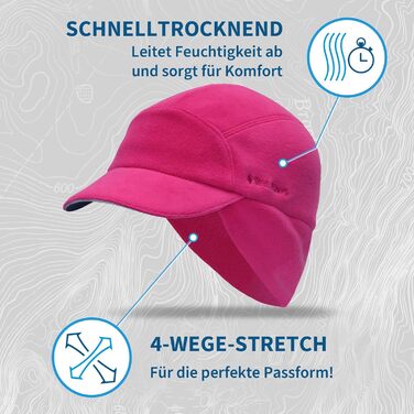 TrailHeads Fleece Sport Mütze Damen - Флісова шапка для жінок TrailHeads з отвором для хвостика, зимова шапка з світловідбиваючим краєм, універсальний розмір (Magenta)