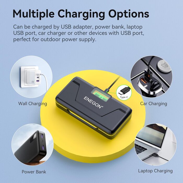 Зарядний пристрій ENEGON EN-EL14 20W з двома акумуляторами 1680mAh для Nikon D3100-D5600 з LCD дисплеєм