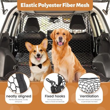 Автобар'єр для собак, сітка-перегородка для заднього сидіння авто, 130 x 89 см (51'' x 35'')