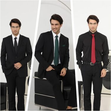 HISDERN Комплект краватки та нагрудного хустинки для чоловіків (червоно-білий)