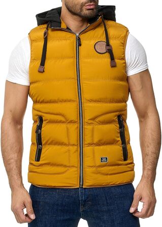 Чоловіча тепла жилетка Backrock Sim-Fit з відстібною капюшоном та коміром, сучасна стегані жилетка (M, гірчичний)