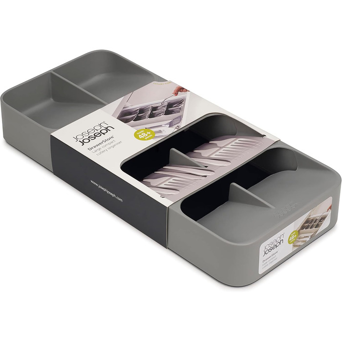 Joseph Joseph Drawer Store – великий органайзер для столових приборів, 8 відділень, на 48 предметів, сірий