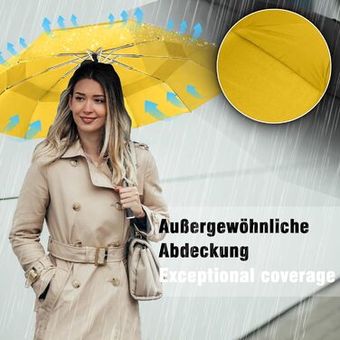 Зонт чоловічий/жіночий/дитячий Herreicher - автоматичний, штормостійкий, легкий, компактний, 102 см, 10 ребер (жовтий)