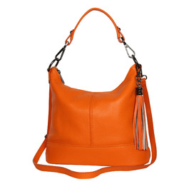 Сумка жіноча AmbraModa GLX09 з натуральної шкіри оранжевого кольору через плече