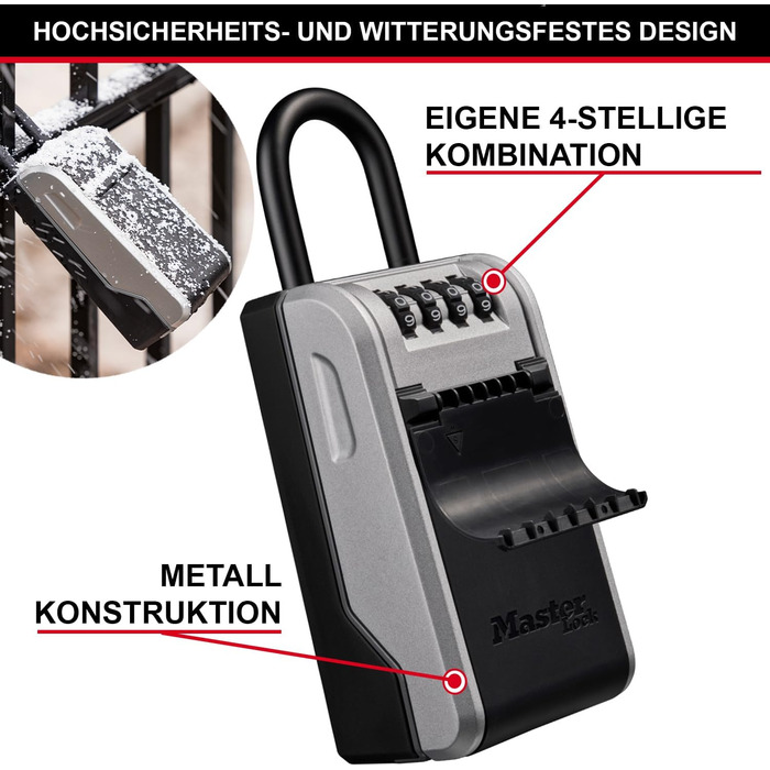 Master Lock Wall Mounted Outdoor Key Safe - XL with Shackle