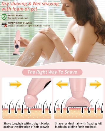 Електричний жіночий тример 5-в-1 для тіла, бікіні, брів та носа, з USB-станцією, білий (рожевий)