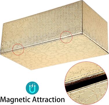 BTSKY Rectangular Faux Leather Tissue Box Cover, Elegant and Stylish Decoration (Gold)