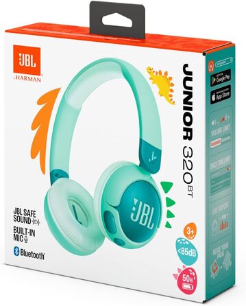Навушники JBL Junior 320 BT - Бездротові Bluetooth навушники для дітей з мікрофоном, 50 годин, JBL Safe Sound, зелені