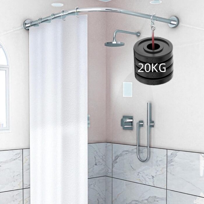 Штанга для душу без свердління, L-подібна, регульована, з нержавіючої сталі, для ванної кімнати та гардеробної (75-95 x 75-95 см), срібна