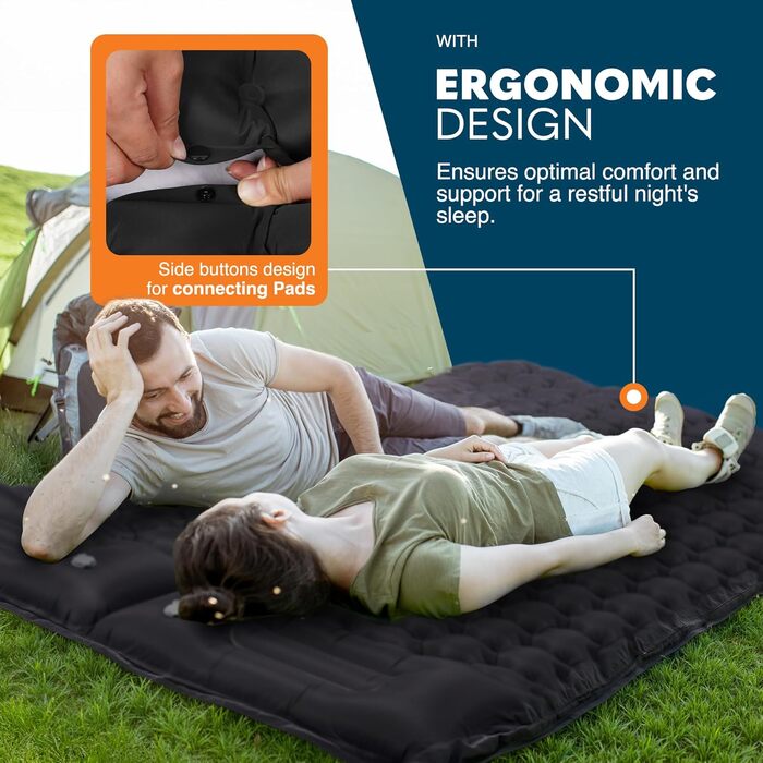 Килимок для кемпінгу Voyager Single Ultraleicht: самонадувний, легкий, для одного, з сумкою (чорний)