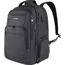 Рюкзак для ноутбука KROSER 17.3'' - бізнес, шкільний, для подорожей. З USB та RFID-кишенями (чорний)