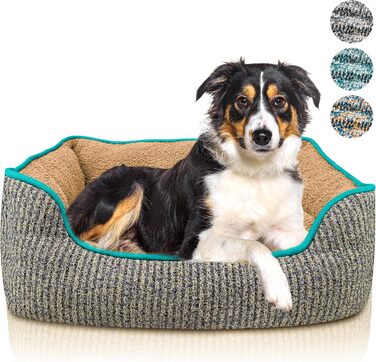 М'яке ліжко для собак та котів, корзина-ліжко, подушка, ліжко для котів, м'яка подушка, розмір S, зелений колір (L - 86x60x24 см, блакитний)