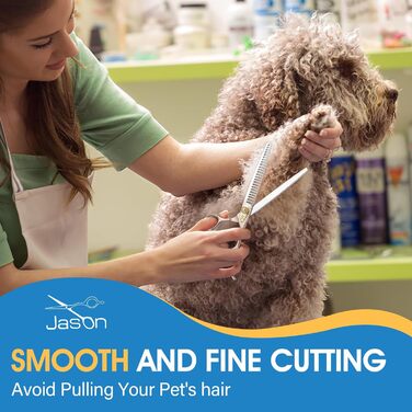 Професійна ножиця для грумінгу собак JASON Profi Fellschere - 40 зубців, з японської сталі 440C, 7 дюймів, ергономічна ручка, рожеве золото