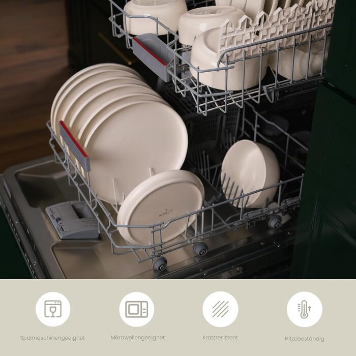 Набір посуду Feinsteinzeug на 6 осіб (18 предметів) — міцний та стійкий до подряпин, бежевий глянцевий | Тарілки, тарілки для десерту та миски | Magnetiks Soft Pebble | 18 предметів