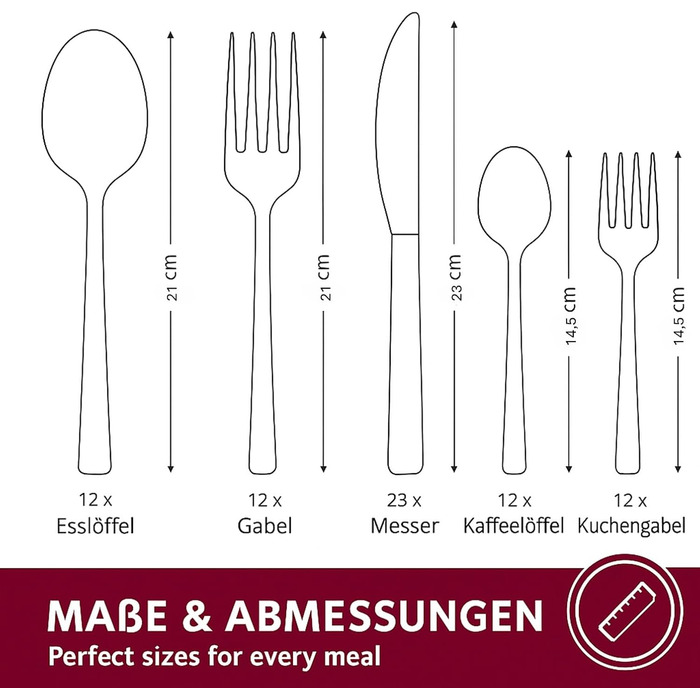 Набір столових приборів 60 предметів для 12 осіб з нержавіючої сталі – елегантний набір, полірований до блиску, придатний для миття в посудомийній машині та стійкий до іржі; для вишуканого сервірування столу в будні та на свята (Модель 3)