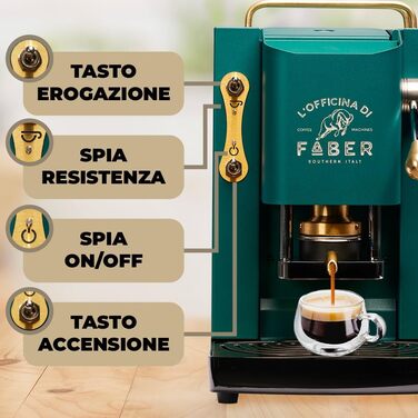 Faber Pro Deluxe Brass Coffee Machine with E.S.E. Paper Pads 44 mm