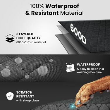 Захисний килимок для собак у машину: заднє сидіння, багажник, переднє сидіння + поводок для собак | Водонепроникний, антиковзкий, можна прати | Захист для багажника, сидіння автомобіля від собак | М'який, чорний, преміум-якість