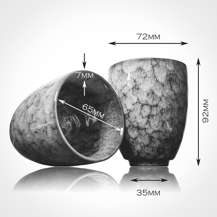Керамічні чашки Ganzoo для кави та чаю, набір 2 шт, 200 мл, сучасний дизайн, без ручки, унікальні кольори