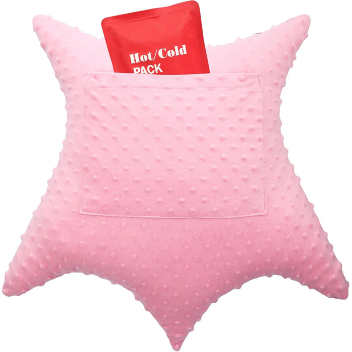 BNR Star-Shaped Hysterectomy Pillow for Abdominal Surgery with 2 Pockets, Hysterectomy Pillow, a Must-Have for Recovery, Post-Surgery Gift, Abdominal/Tummy Pillow, Minky Dot Coral