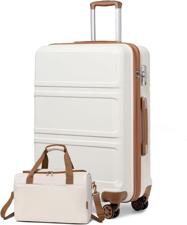 Набір валіз та сумок KONO: ручна валіза 55 см + сумка для ручної поклажі Ryanair (40x20x25 см), кремовий