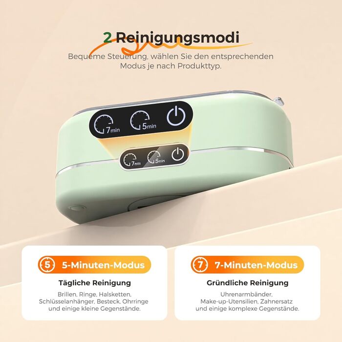 Ультразвукова мийка 48000 Гц, 350 мл, для ювелірних виробів, окулярів, годинників, зубних протезів (зелена)