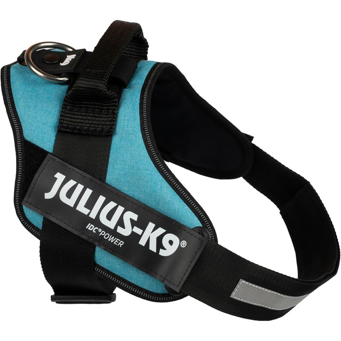 Відбиваючий повідок для собак IDC Powergeschirr, S, з логотипом, регульований, дихаючий, для малих, середніх та великих собак (Бірюзовий, L/1)