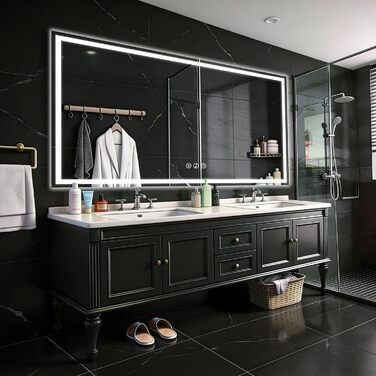 Дзеркало для ванної кімнати 50x70 см з підсвічуванням LED, антизапарник, диммер, 3 кольори світла