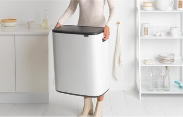 Відро для сміття Brabantia біле, 60 літрів, з одним внутрішнім відром