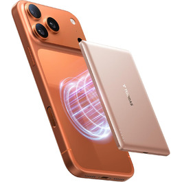 Powerbank TORRAS MiniMag Ultra Slim з MagSafe для iPhone 17 Pro Max, 5000mAh, Швидка зарядка, Бездротовий акумулятор, USB-C, Сірий Титан (Золото)