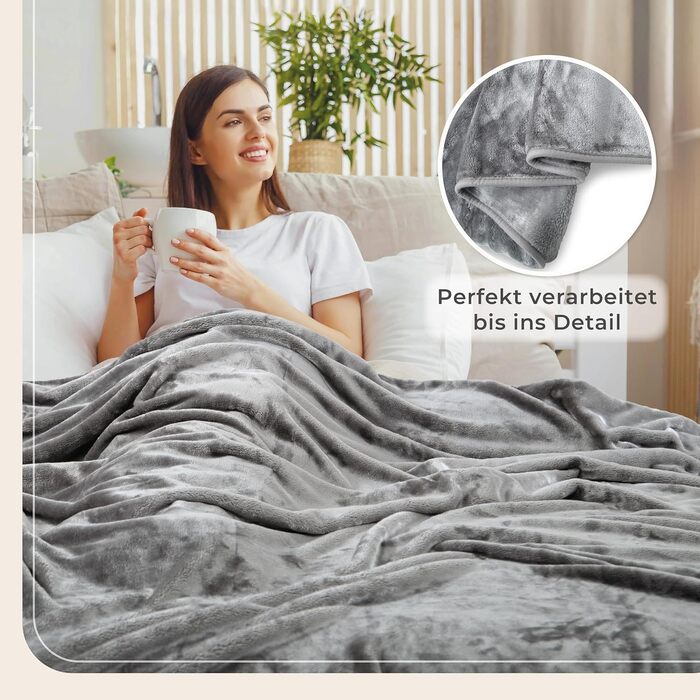 Плед Gräfenstayn® Kuscheldecke Cashmere-Feeling: м'який та пухнастий, 150x200 см, 220x240 см, світло-сірий