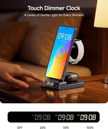 Бездротова зарядка 3-в-1 Samsung S26 Ultra/+/S26, Galaxy S25/S24/S23/Z Flip 7, Watch 8/8 Classic/7/Ultra/6/5, Buds4/4 Pro – Синій