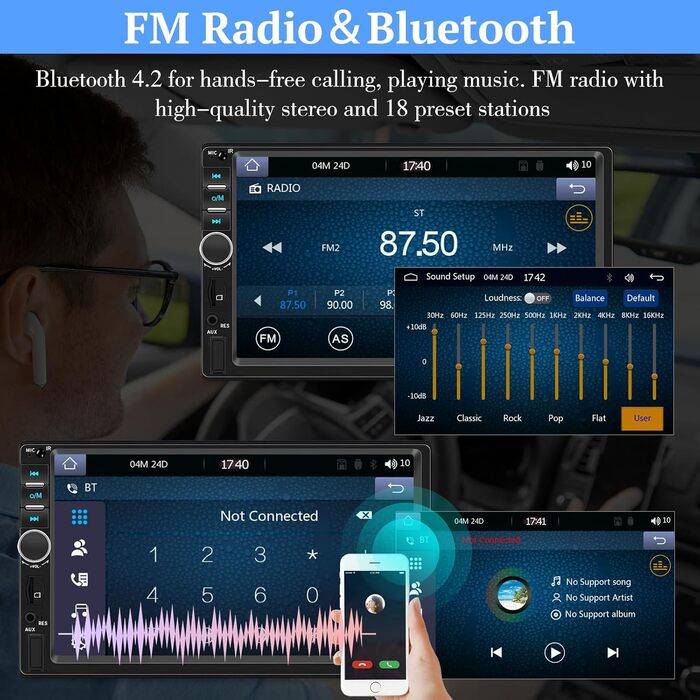 2 DIN автомагнітола NHOPEEW з CarPlay та Android Auto, 7