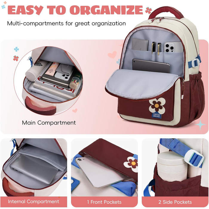 Шкільний рюкзак для дівчинки-підлітка, 2025, для старшої школи, водонепроникний, для ноутбука 15.6