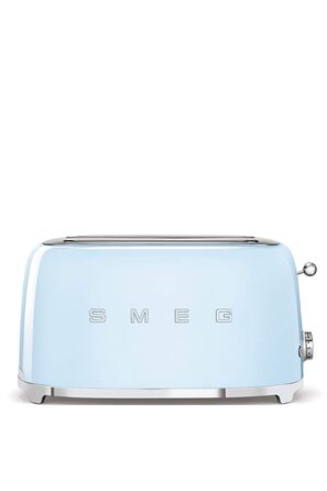 Тостер Smeg TSF02PBEU - 2 слоти для 4 тости, 6 рівнів підсмажування, функція підігріву, розморожування та приготування багелів, знімний піддон, 1500W, пастельно-блакитний