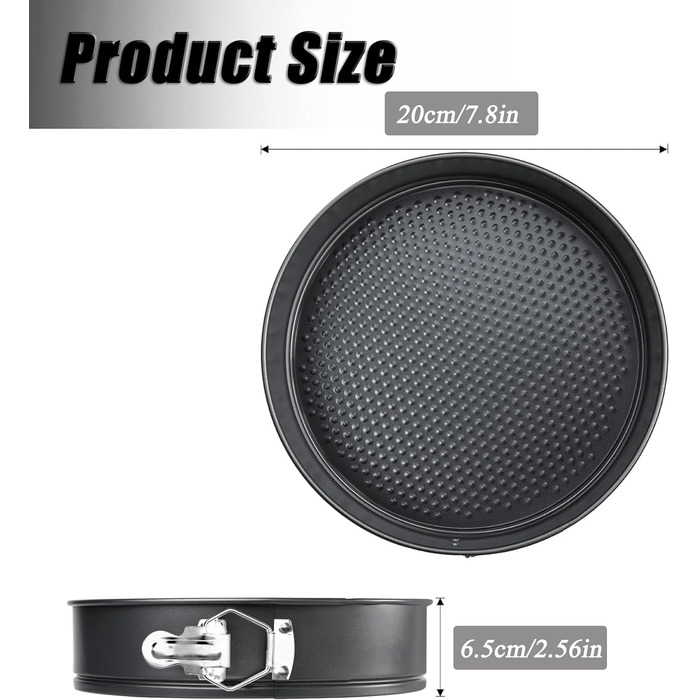 Форма для випічки SUJIBHI 20 см, вуглецева сталь з антипригарним покриттям, знімний дно, для чізкейків, брауні, тортів та випічки (1 шт.)