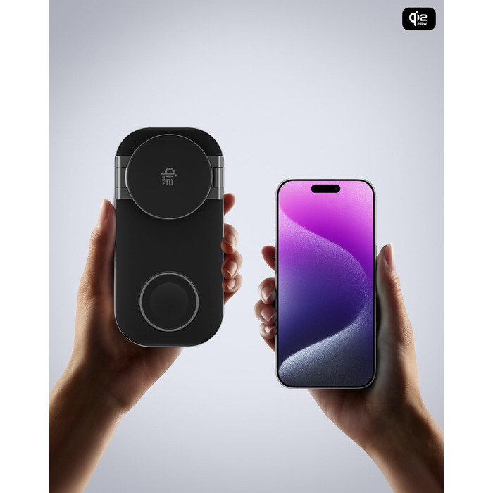 Бездротова зарядка 25W 3-в-1 з MagSafe, складана індуктивна магнітна зарядна станція для iPhone 17/Air/16/15/14/13/12, Apple Watch 10/9/8/7/6/SE/5/4/3 та AirPods Pro (з адаптером 35W), чорна