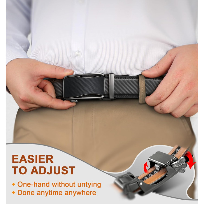 Чоловічий ремінь KEMISANT 2 шт. з автоматичною застібкою-разом, шкіряний ремінь регульованої ширини 35 мм з подарунковою коробкою (115 см/32'-38' розмір, 160 см/48'-56' розмір, 2 шт. чорний/Священний сірий 8126)