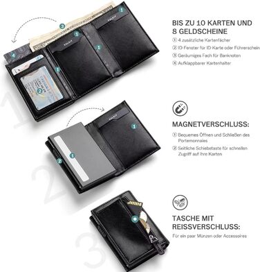 Чохол для паспорта IceReco з натуральної шкіри: гаманець-картхолдер для чоловіків з RFID захистом (чорний)