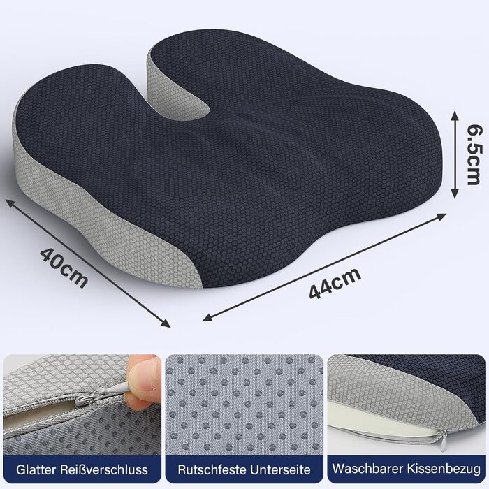 Ортопедична подушка для сидіння Juspota: комфорт та підтримка для офісу та автомобіля (темно-сірий)