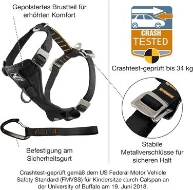 Шлейка для собак Kurgo TRU-Fit, безпечна для автомобіля, для собак 2-5 кг, блакитна (L)