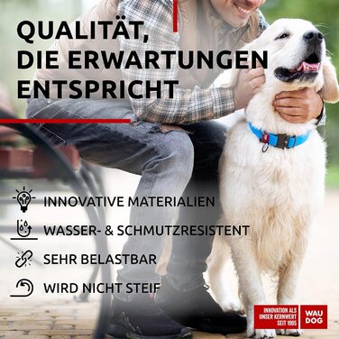 Нашийник для собак WAUDOG: водонепроникний, регульований, для великих, середніх та малих собак, з металевою застібкою, блакитний (31-49 см, 25 мм)