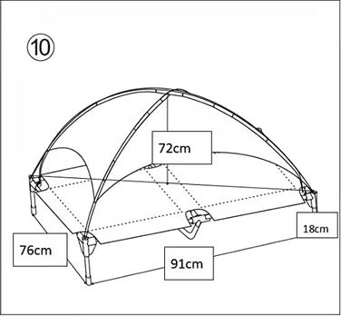 Підвищене ліжко для собак з дахом, для саду та вулиці, сірий колір, XL (122x91x23/114 см), 520084