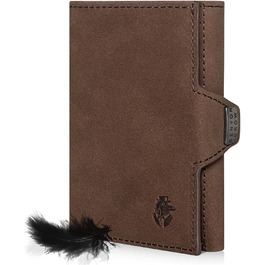 SENYOR CROW® Slim Wallet with Coin Pocket and RFID Protection | NewGen Wallet made of Genuine Leather | High-Quality Wallet | Card Holder for 11 Cards | Brown
