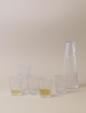 Stelton Pilastro Drinking Glasses - Ribbed Water Glasses Set - Dishwasher Safe, Stackable, for Hot & Cold Drinks - 150ml - Set of 6