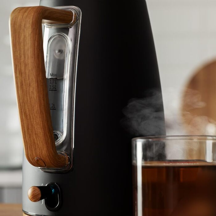 Електричний чайник Cecotec ThermoSense 200 Woody, 1.7 л, 2200 Вт, нержавіюча сталь, 360° обертання, фільтр від накипу