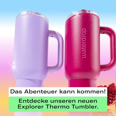 Waterdrop® Insulated Stainless Steel Tumbler with Straw - 1.1L Leak-Proof, Durable Travel Mug, Keeps Drinks Cold for 12 Hours, with Lid - Winter White (Wildberry)