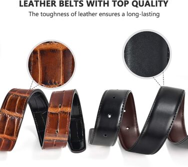 Чоловічі ремені 2 шт. Змінні, шкіряні, з натуральної шкіри крокодила, чорний та коричневий, 40-42 розмір