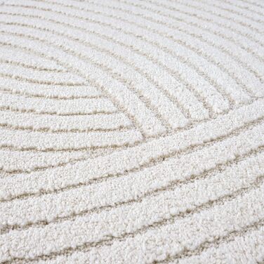 Килим Everest - сучасний короткий ворс для вітальні та спальні з ефектом висоти-глибини, 3D ефект, висока щільність ворсу та приємна м'якість, дизайн Panglao, кремовий (140 x 200 см)