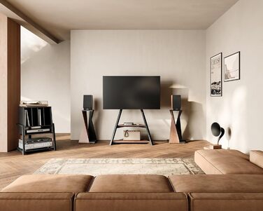 Вініловий програвач FITUEYES Eiffel: полиця для програвача та платівок, компактна Hi-Fi тумба, чорна